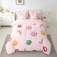 thumbnail image 2 of Castle Fairy Kids Candy Cane 7-Piece Bedding Comforter Set,Polka Dots King Bedding Sets,Festival Xmas Ultra Soft Bed Sheets,Microfiber Bedroom Decor, 2 of 8