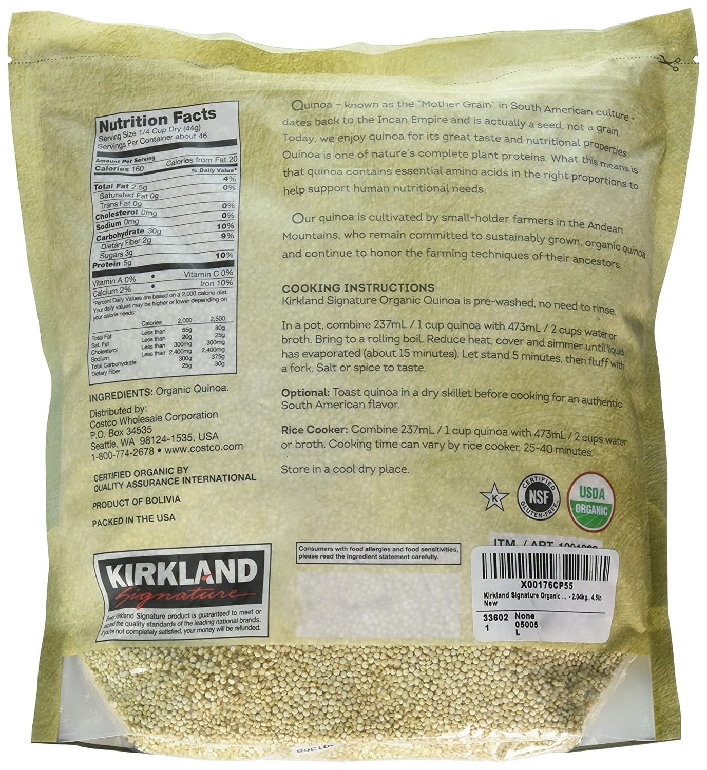 Kirkland Signature Organic Quinoa, 4.5 lbs