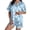 Z127-Light Blue, variant on Halloween Matching Set Satin Silk Relaxed Breathable Spider Pumpkin Print Halloween Pumpkin Set Button Up Shirt and Shorts Sleepwear 2 Piece Satin Pjs Sets