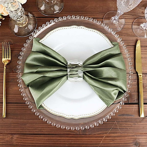 BalsaCircle 20 Pieces 20" Eucalyptus Green Satin Dinner Napkins Wedding Party