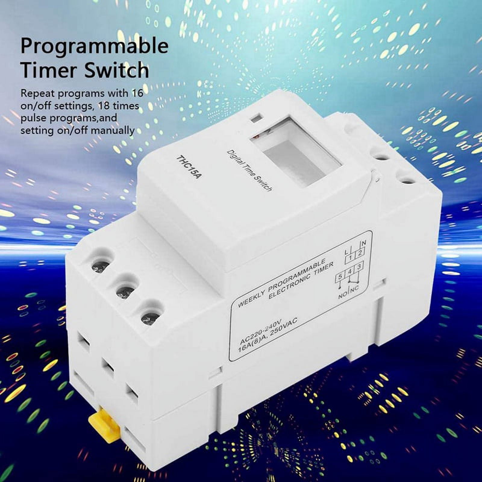 3X THC15A Digital Switch Programmable Electronic Time Control Switch Time Delay Switch DIN Rail AC220-240V