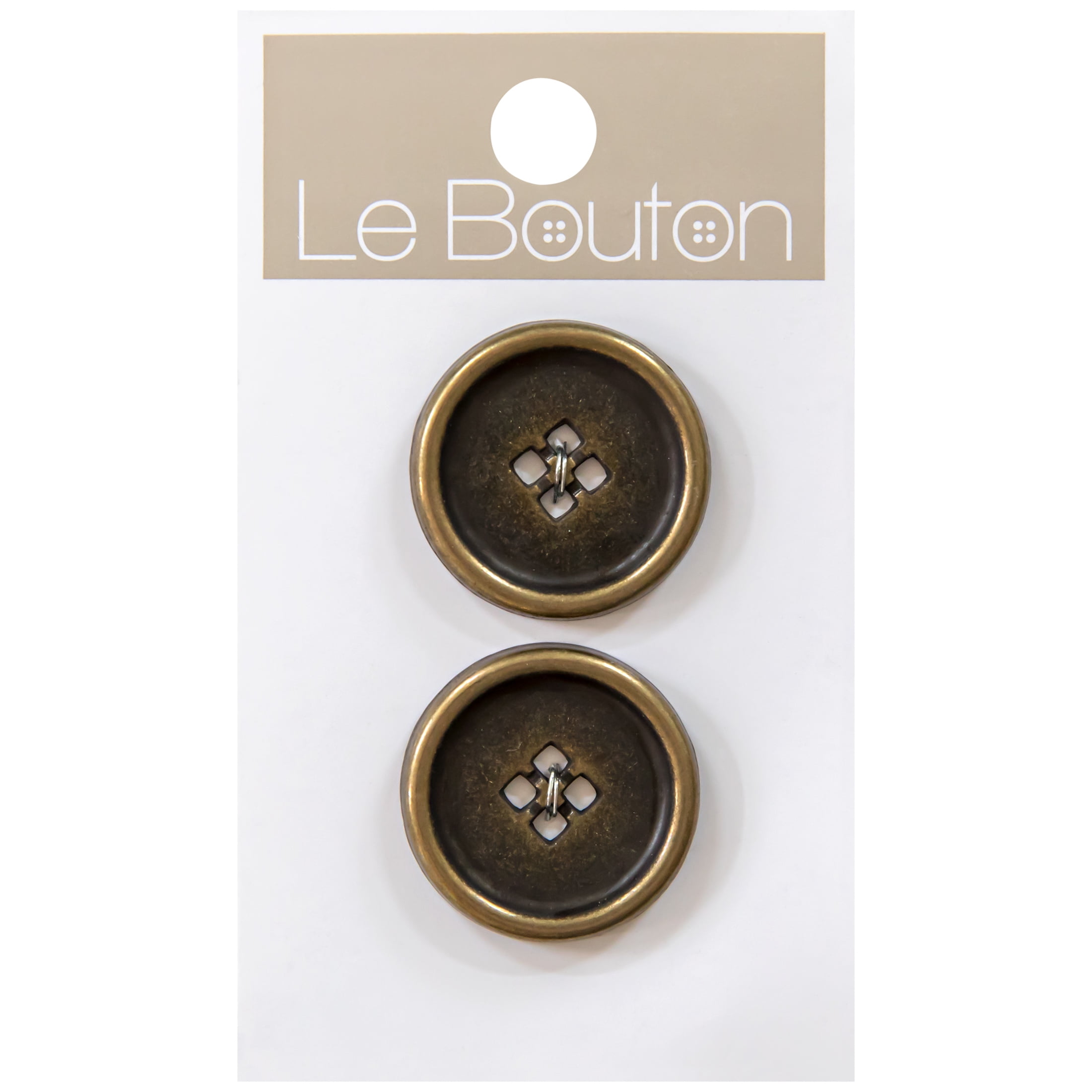 Le Bouton Antique Gold 7/8" 4-Hole Buttons, 2 Pieces