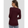 thumbnail image 6 of Womens Fall Deep V Neck Long Sleeve Shirts Modal Slim Fit Basic Tee Tops, 6 of 6