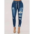 thumbnail image 5 of aPAY Jeans for Women Long Denim Hole  Pants Y2K Vintage  Street Style Elastic Waist Regular Size, 5 of 6