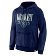thumbnail image 2 of Men's Fanatics Heather Deep Sea Blue Seattle Kraken Shoulder-To-Shoulder Raglan Pullover Hoodie, 2 of 3