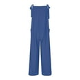 thumbnail image 5 of ABATAB Overalls for Women Baggy Wide Leg Cotton Linen Jumpsuit Sleeveless Long Palazzo Pants Summer Rompers with Pockets, 5 of 6