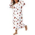 thumbnail image 4 of Agnes Orinda Women's Plus Size Valentines Day Pajamas Crew Neck Long Sleeve Sleep Dress Casual Nightgown Sleepwear 1X White, 4 of 6