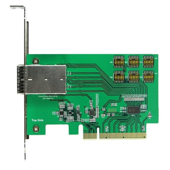 External Mini SAS HD 1x2, 4X with ReDriver to PCIe x8 Golden Finger