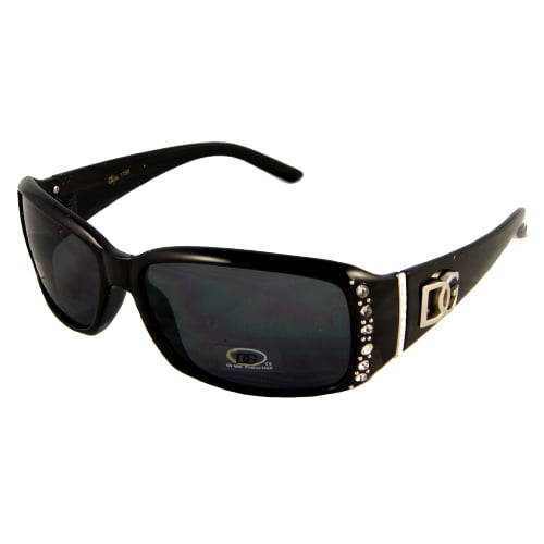 NEW For Women DG Eyewear Rectangular Rhinestones Fashion Sunglasses 398 BLACK 