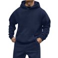 thumbnail image 2 of Caqnni Hoodie Men Fall Fashion Sweatshirts Casual Hoodies Sweatshirt Solid Color Pullover with Pocket (XXL,Navy), 2 of 5