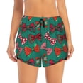 thumbnail image 2 of Balery red and green bow tie Pattern Women's Running Shorts with Liner 2 Pockets Elastic Workout Athletic Gym Yoga Shorts-XX-Large, 2 of 7