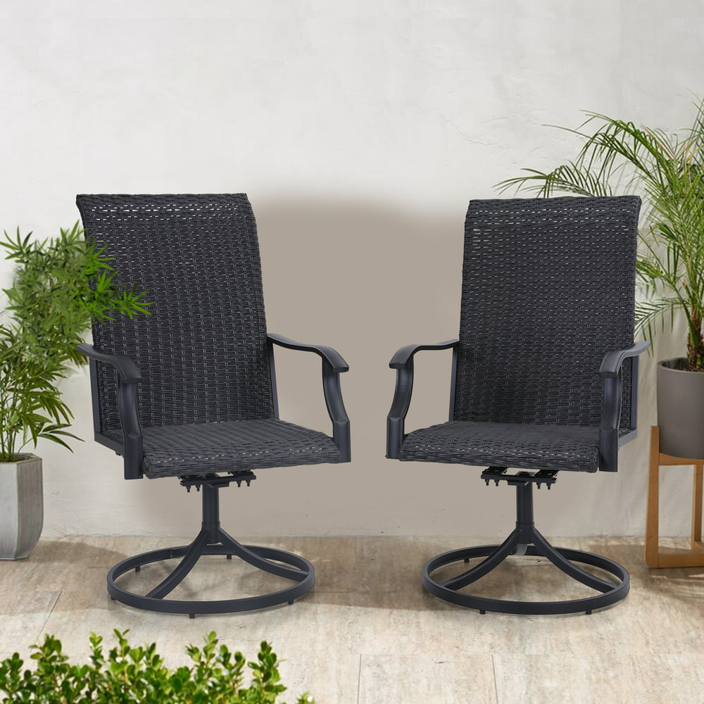 MF Studio Patio Wicker Swivel Chairs Set of 2 Outdoor Rattan Bistro