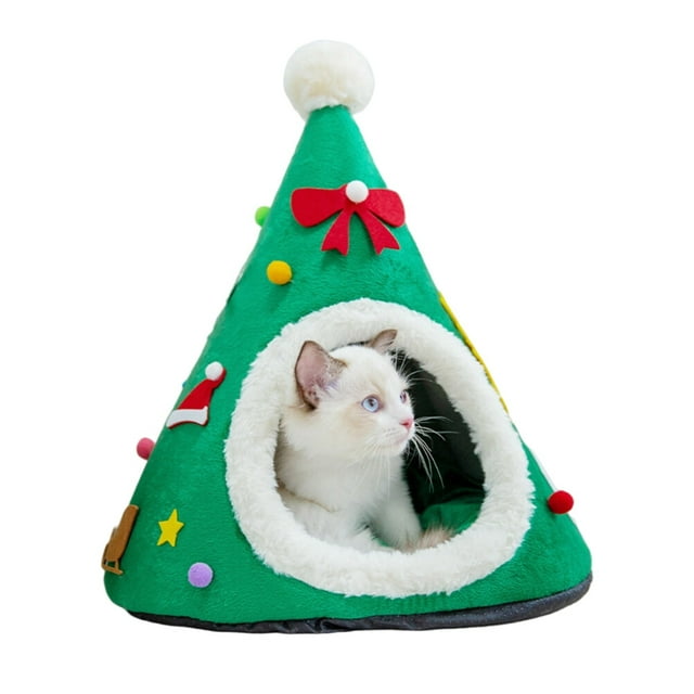 Nido semicerrado para mascotas, cómoda cama navideña para mascotas, caseta de arena para gatos, nido cálido para mascotas, casa para gatos, estera, cama para perros lavable
