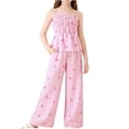 thumbnail image 2 of FSYBOA Girls Outfit Set, Summer 2Piece Sleeveless Stretch Tank Tops and Pant Set Pink Size 5-6T, 2 of 7