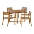 thumbnail image 3 of Harper & Bright Designs Outdoor Dining Set for 4, Garden Acacia Wood Round Table with Slatted Design and 4 Chairs, 5 Pieces Patio Dining Table Set, Natural, 3 of 15