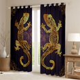 thumbnail image 2 of Homewish Tribal Gold Gecko Blackout Curtains Set of 2 (52x84 Each), Vintage Purple Damask Flower Window Curtains, Western Bohemian Animal Curtains and Drapes, Blackout Curtains Home Decor, 2 of 6