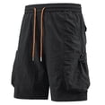thumbnail image 4 of Beach Shorts for Men Summer Casual Elastic Waist Straight Leg Loose Fit Knee Length Cargo Shorts with Pockets, 4 of 6