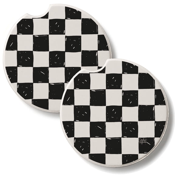 Thirstystone Checker 2 Pack Absorbent Car Coasters