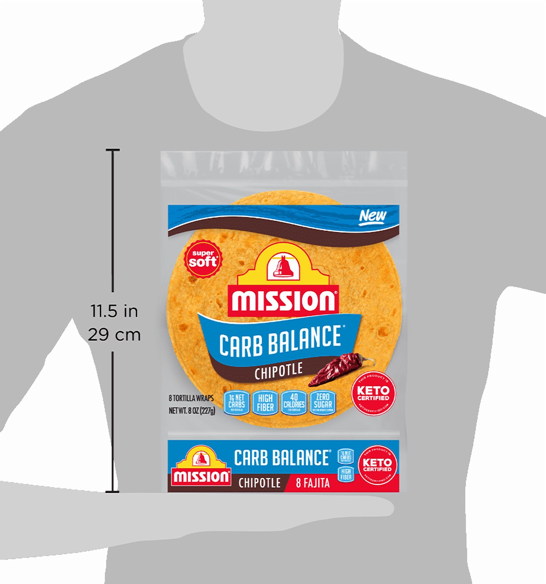 Mission Tortillas Carb Balance Chipotle Fajita Tortilla 4 Pack with ValorServe™ Mini Kitchen Utensil - 6" Fajita Size - 8 oz. - 8 count - 1g Net Carbs - 32 Keto Friendly Low Carb Tortillas