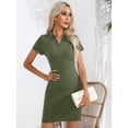 thumbnail image 6 of Women's Johnny Collar Short Sleeve Bodycon Dress 100% Polyester Mini Casual Everyday Wear for Casual Chic Look, 6 of 8