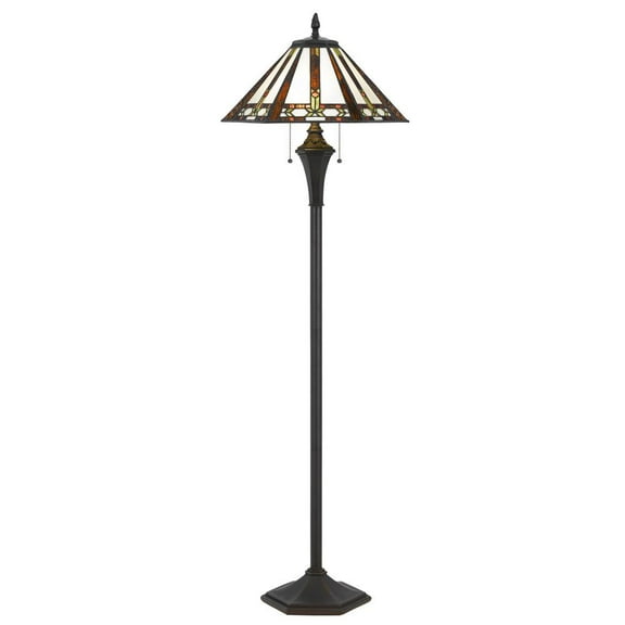 Cal Lighting 2-Light Resin Plastic Floor Lamp in Dark Bronze