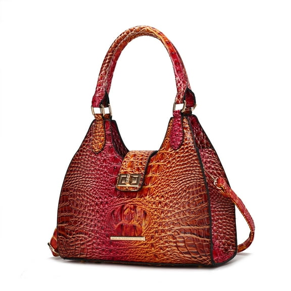 MKF Collection Ava Women’s Tote Bag Faux Crocodile-Embossed Vegan Leather Handbag by Mia K - Brown