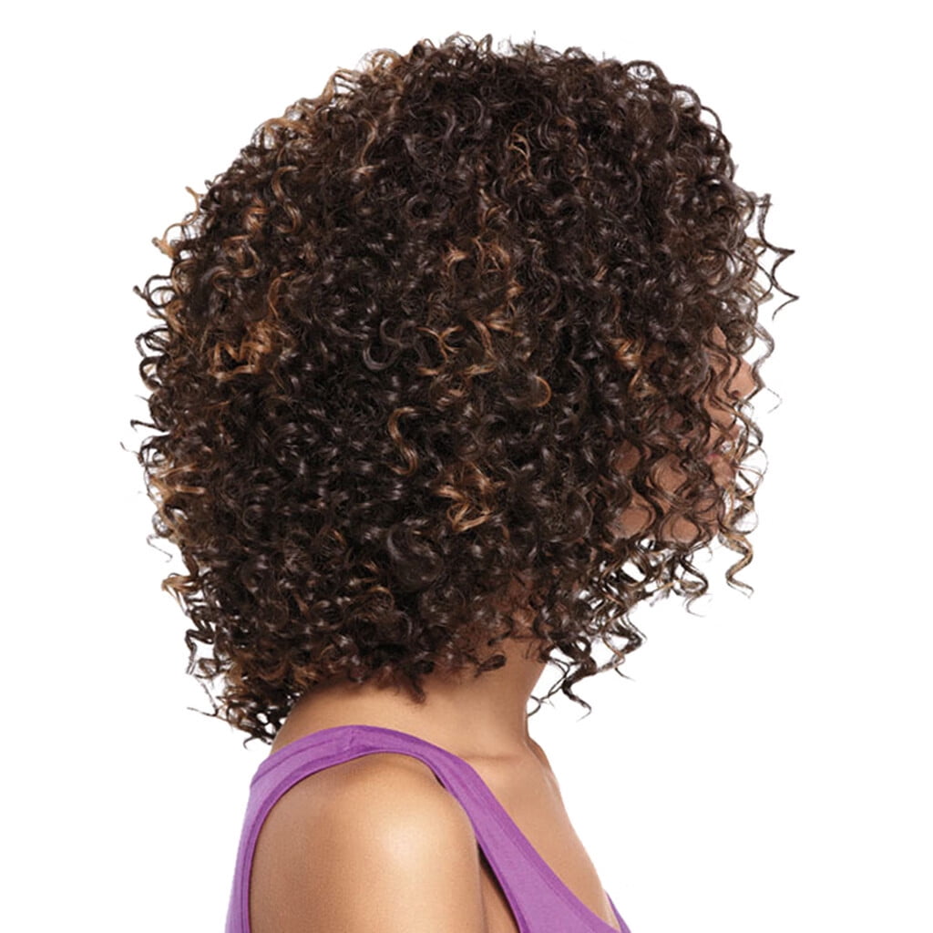 UTOURS Brazilian Virgin Hair Full Lace Cap Band Human Hair Wigs For Black Women Rose Hair Net Full Curly Wig Mix Colors Bob W