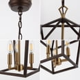 thumbnail image 6 of JONATHAN Y Ojai 10" 3-Light Iron Classic Modern Pagoda LED Pendant Lantern, Oil Rubbed Bronze/Brass Gold, 6 of 9