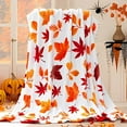 thumbnail image 5 of Cadorn Cozy Flannel Maple Leaf Blanket - Soft Lightweight Autumn Fall Decor, Travel-Friendly Portable Quilt for Indoor Outdoor Use, 5 of 6