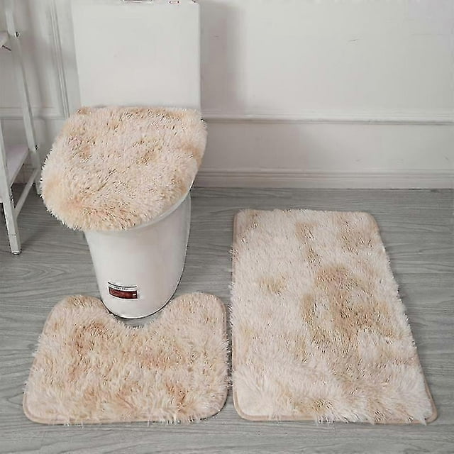 3pcs Bath Rugs Set, Non-Slip Bathroom Rug, Toilet U-Shape Mat, Toilet Lid Cover Pad, Bathroom Decor, Shower Curtain Sets for Bathrooms