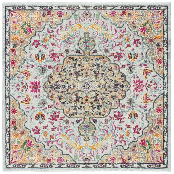 SAFAVIEH Madison Joandra Vintage Floral Area Rug, Grey/Gold, 11' x 11' Square