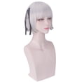 thumbnail image 2 of Peluca corta para cosplay, gris plateado, con trenzas laterales, 40 cm, 2 of 3