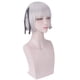 thumbnail image 2 of Peluca corta para cosplay, gris plateado, con trenzas laterales, 40 cm, 2 of 3