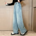 thumbnail image 4 of Gubotare Girls Jeans Strech Waist Band Jeans for Little Girls Drawstring Wide Leg Pants Daily Wearing Casual Denim Trousers Blue Size 6-7 (Blue,6-7 Years), 4 of 5