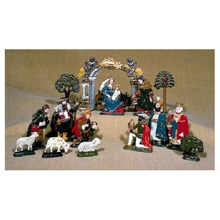 Pinnacle Peak Trading Co 15 Piece German Pewter Christmas Nativity Scene Display Set