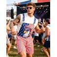 thumbnail image 6 of Bindefon Bibs Overalls Men Work Coveralls Shorts Printed Jumpsuit(Eagle,L), 6 of 8