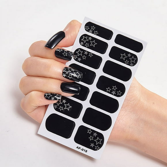 Autocollants de Vernis Gel Durci pour Ongles, Autocollant d'Art d'Ongles en Gel Adhésif Pleine Couverture, Autocollants d'Emballage d'Ongles en Gel Imperméables avec Lime à Ongles et Bâton