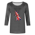 thumbnail image 3 of WREESH Womens Basic Graphic Tees Great Britain Uk Flag T-Shirts Casual 3/4 Sleeve T-Shirts Crewneck Cute Tunic Tops Loose Fit Pullover Blouses Gray, 3 of 5