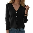 thumbnail image 2 of idosla Cardigan Open Front Button Up Sweaters for Women Long Sleeve Shrug Cheetah Print Top Cropped Jackets (Black, XL), 2 of 4