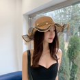 thumbnail image 4 of CoCopeaunts New Sun Hats for Womens Straw Hat Gauze Joint Bow Ribbon Large Brim Sunshade Outing Fashion Beach Holiday Hat, 4 of 6