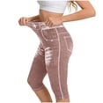 thumbnail image 2 of Women's Soft Stretchy Capri Leggings, Mid Waisted Slim Fit Yoga Capris, High Waist Compression with Pockets, Athletic Gym Fitness Running & Workout, Capri Pants | VerBelle,Coffee S, 2 of 6