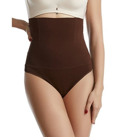 HUPOM Seamless Underwear For Women Womens Silk Panties High waist Comfort Waist Solid Boxer Briefs Coffee M