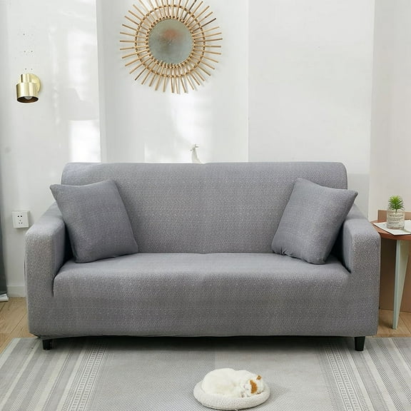 XmhyTop Stretch Sofa Cover - Texture Grain Solid Color Couch Cover-3 Seater Couch Protector Cover 72.83-90.55inch(Grey)