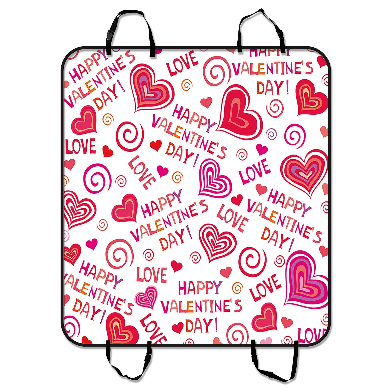 GCKG Lovely Hearts HAPPY VALENTINES DAY Pet Car Seat Cover Dog Car Seat