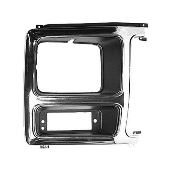 Right Passenger Side Headlight Door - Chrome and Black - Compatible with 1980 - 1986 Ford F-250 1981 1982 1983 1984 1985