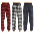 thumbnail image 2 of LNFINTDO 3 Pack Mens Pajama Pants Cotton Plaid Flannel Pjs Bottoms Lounge Sleepwear with Drawstring Button Fly, Red & Grey & Navy Plaid, Large, 2 of 7