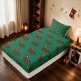 thumbnail image 5 of Manfei Dachshund Twin Sheets Christmas Bedding, Blue White 3pcs (1 Flat Sheet, 1 Fitted Sheet and 1 Pillowcase), 5 of 6