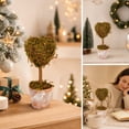thumbnail image 4 of Fmbmuo Christmas Decor Creative Mini Tree Heart Shaped Desktop Ornament Festive Potted Decor for Desk and Shelf Ornaments,Green, 4 of 5