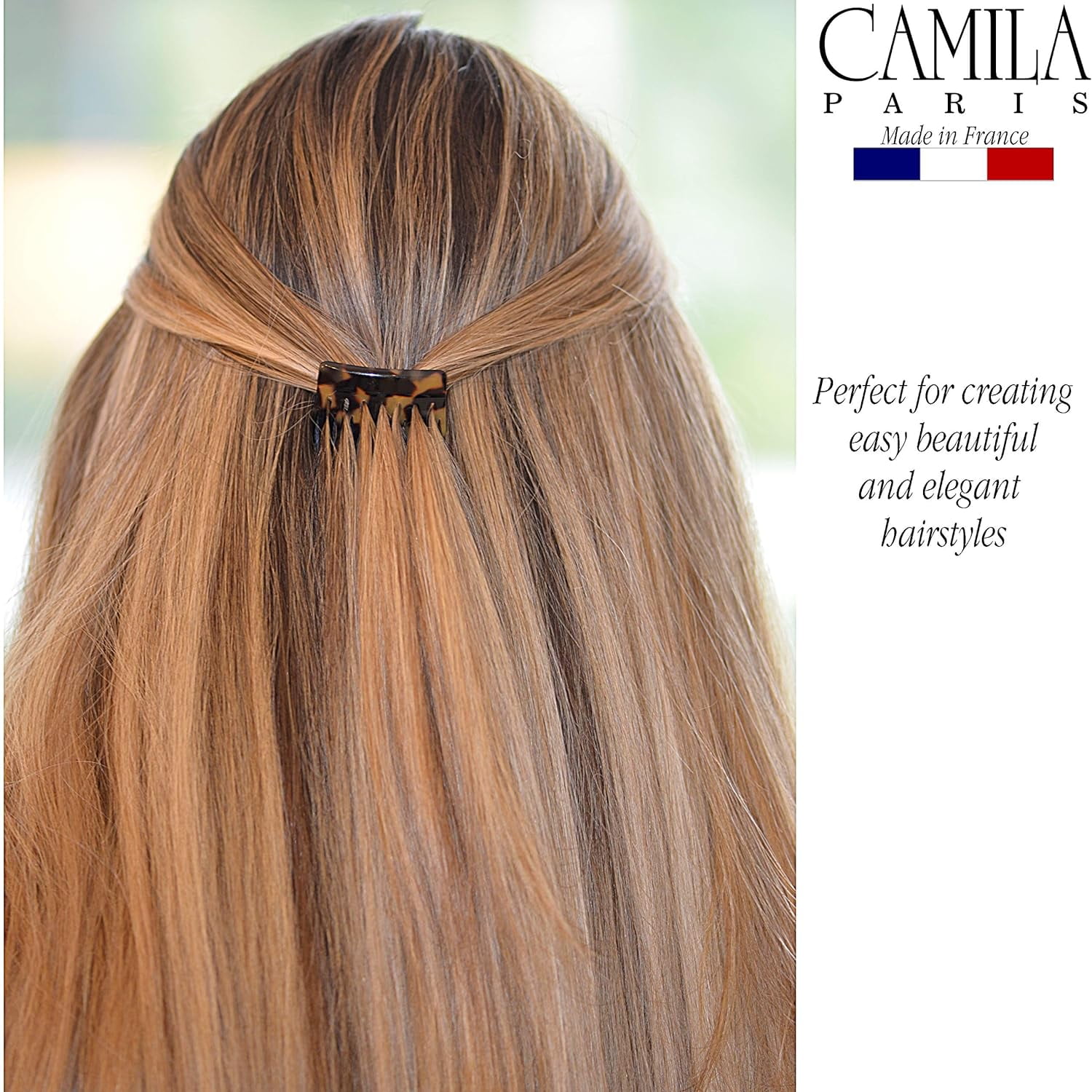 Camila Paris CP3010 French Hair Side Comb Handmade Small Pearl French Twist Hair Combs Decorative, Strong Hold Hair Clips for Women Bun Chignon Up-Do Styling Girls Hair Accessories, Made in France