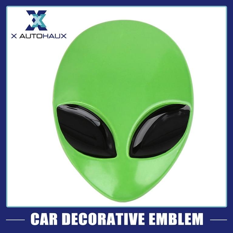 Unique Bargains Sticker Emblem Badge Decal Green 3D Alien Head Shaped Metal  Car Body Decorative 